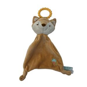 Douglas Baby Fox Lovey Security Blanket Orange Teether Ring Plush Toy Knotted